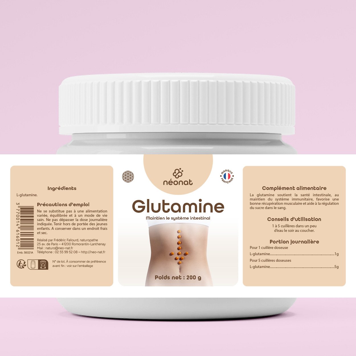 Poudre de L-glutamine – complément naturel digestion et muscles – Néonat