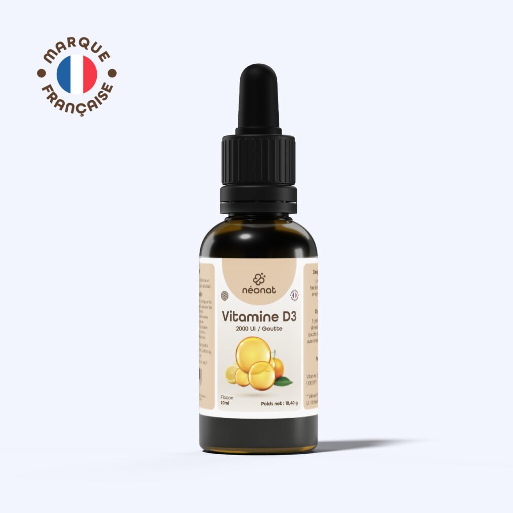 Vitamine D3 2000 UI complément – flacon vu de face – Néonat
