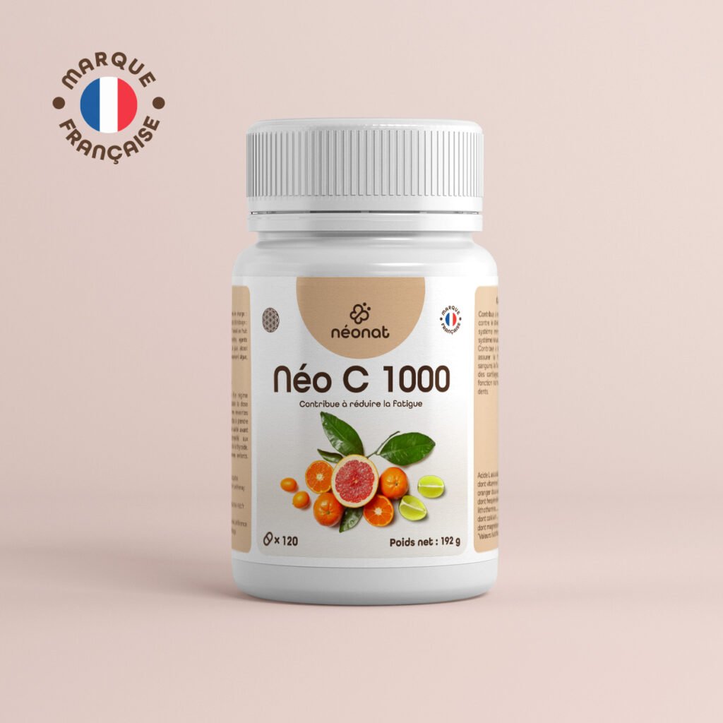 neo-c-1000-120-comprimés Complément vitamine C 1000 naturel – flacon vu de face – Néonat