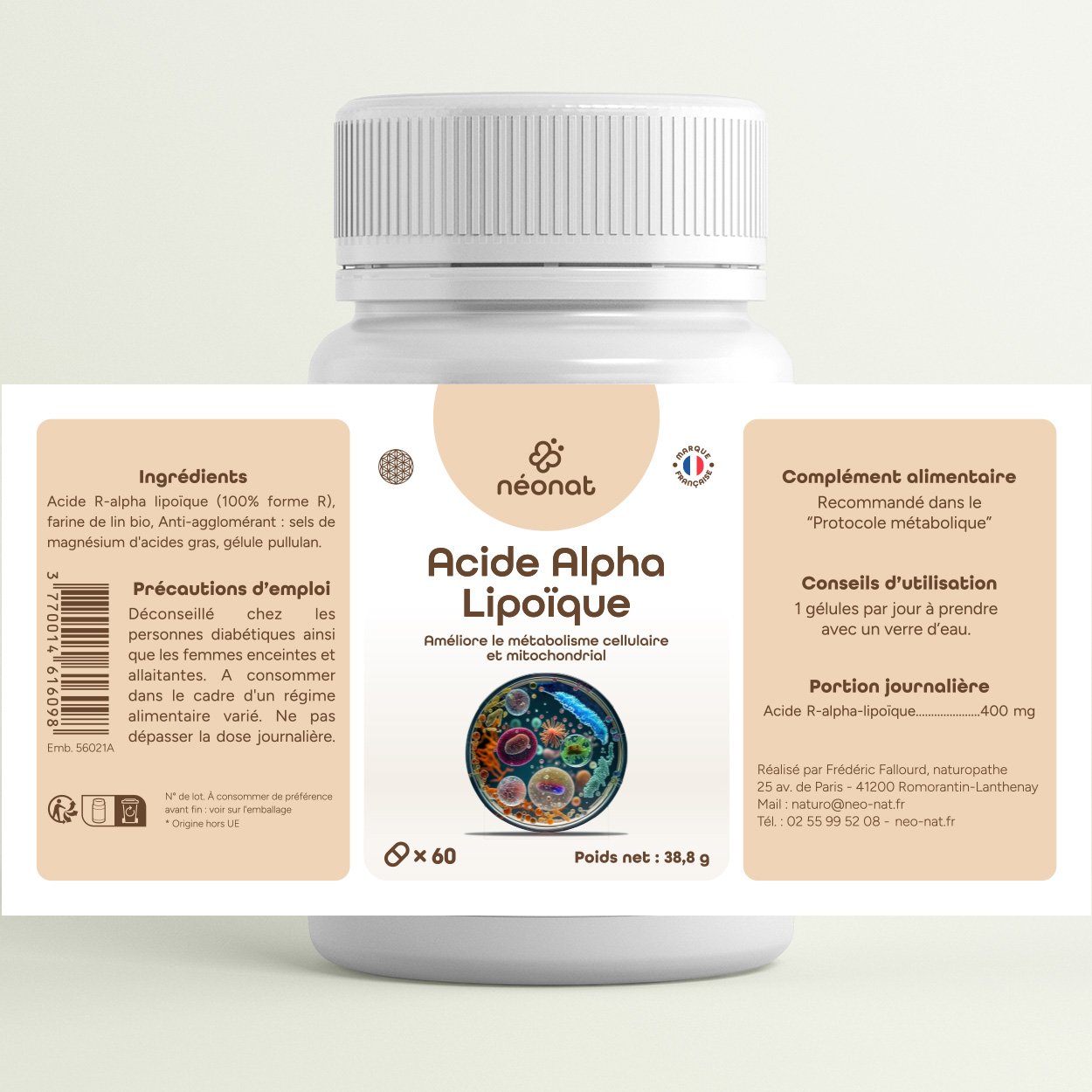 acide-alpha-lipoique-gélule-60-étiquette Complément acide alpha lipoïque naturel – étiquette complète – Néonat
