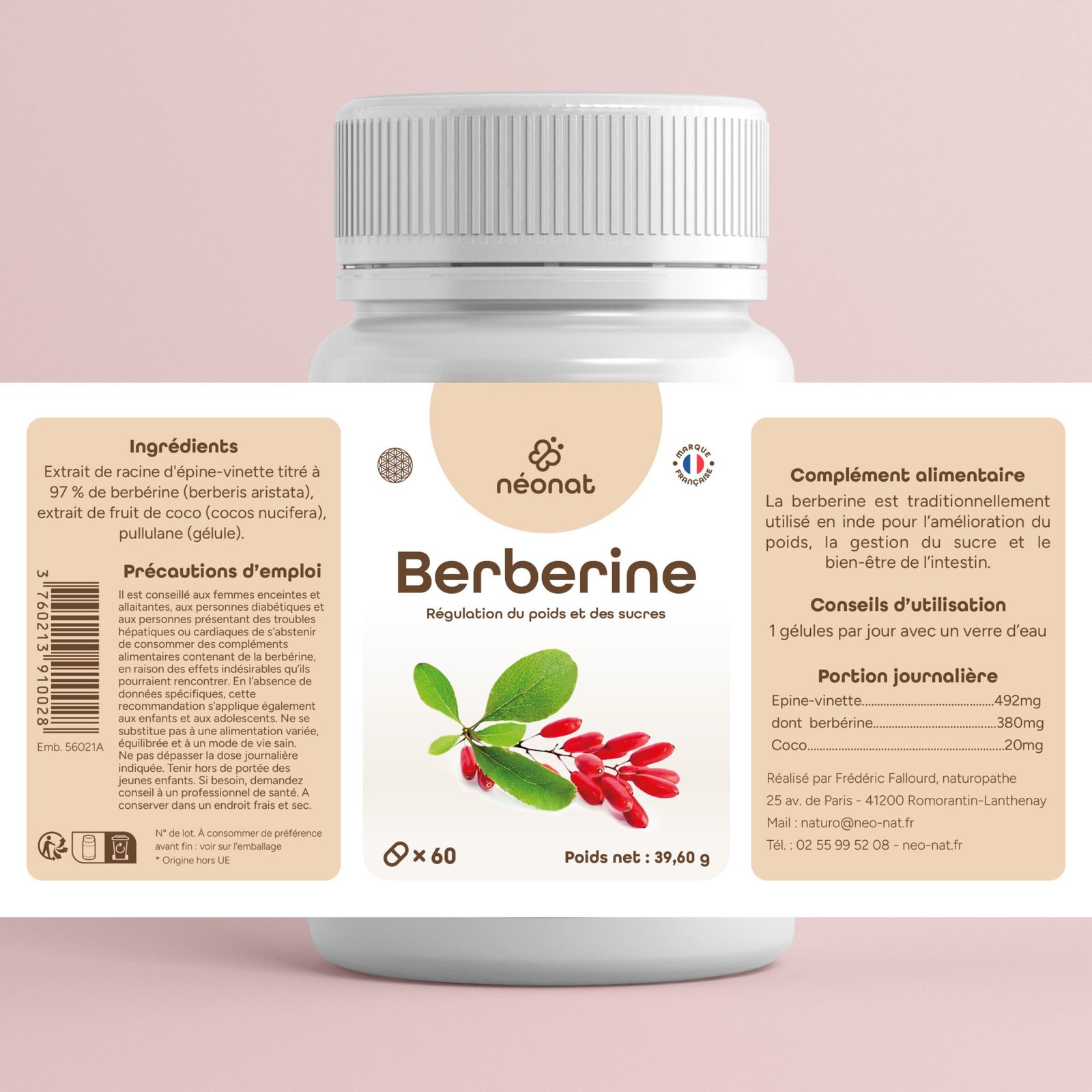 Complément alimentaire Berbérine – étiquette complète – Néonat