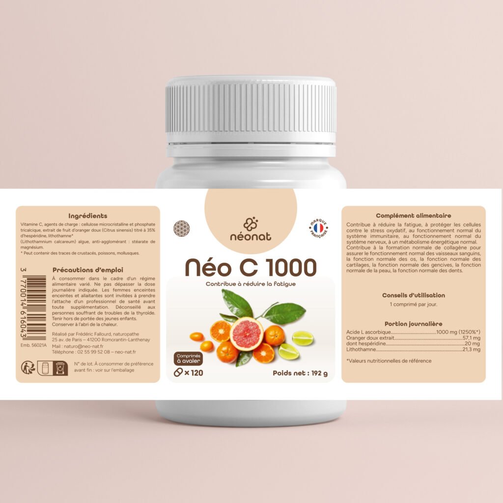 neo-c-1000-120-comprimés-étiquette Complément vitamine C 1000 naturel – étiquette complète – Néonat