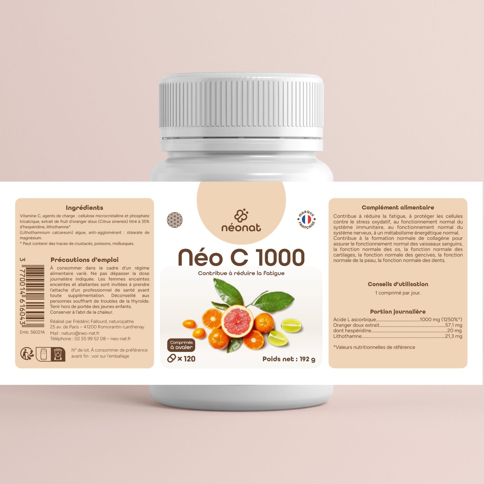 neo-c-1000-120-comprimés-étiquette Complément vitamine C 1000 naturel – étiquette complète – Néonat