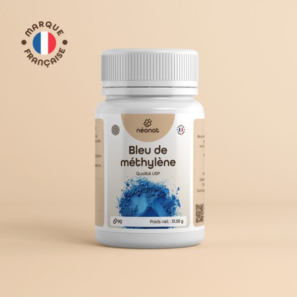 Rendu 3D du produit Bleu de Méthylène au format gélules.