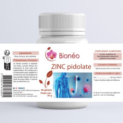 Complément alimentaire Zinc pidolate – flacon avec étiquette complète – Néonat