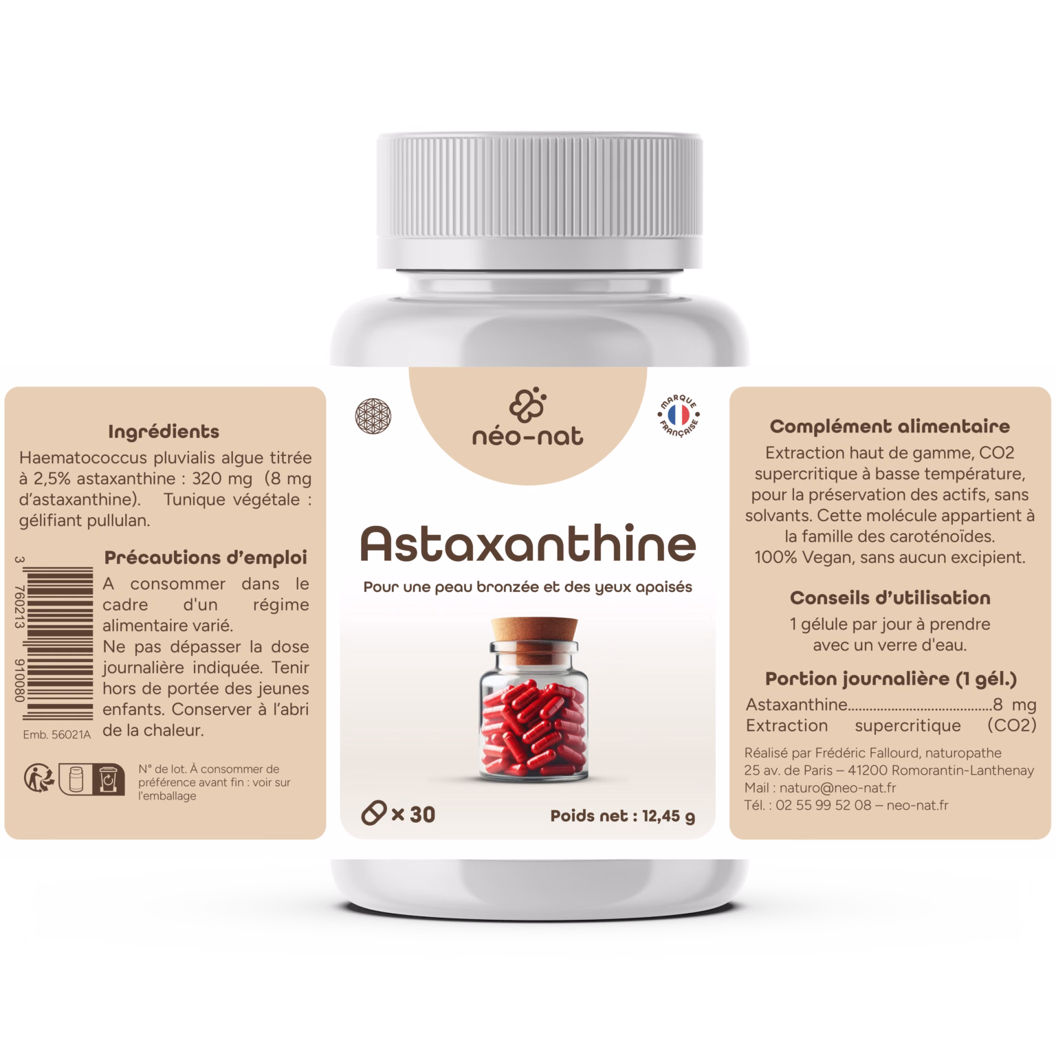 Astaxanthine 30 gelules etiquette