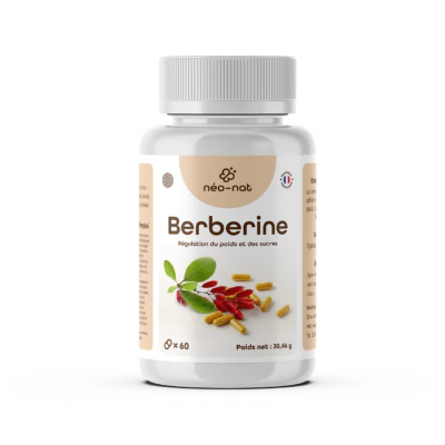 Flacon de berbérine Néo-Nat, 380 mg par gélule, extrait titré à 97 %
