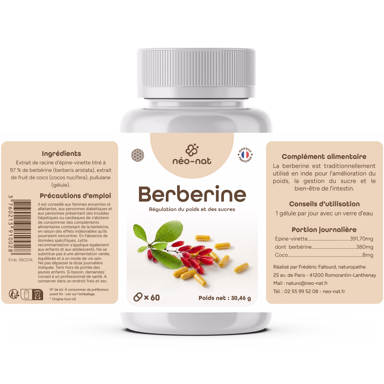 Berberine 60 gelules etiquette