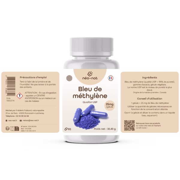 Bleu de methylene 25mg gelule etiquette