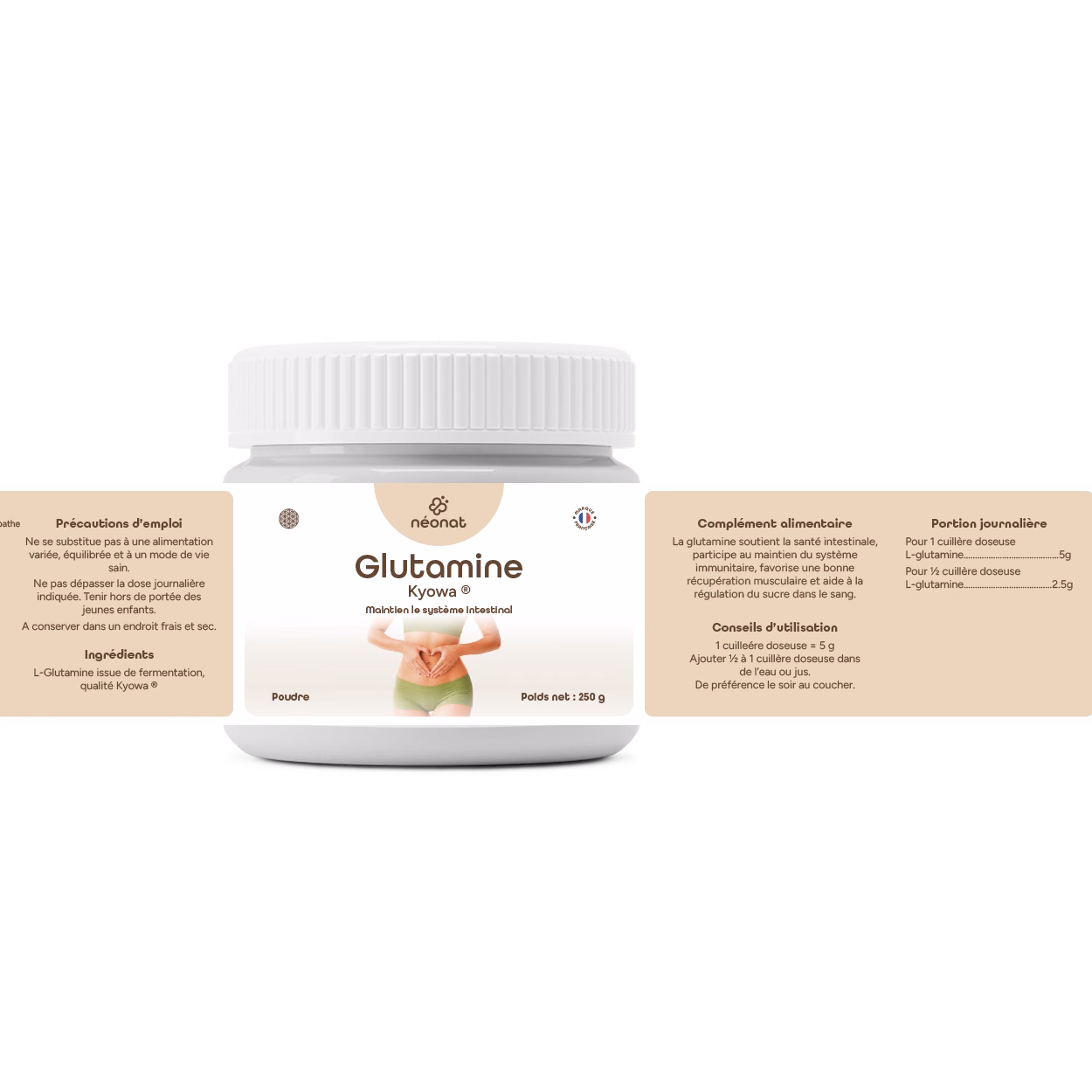 Glutamine 250g etiquette