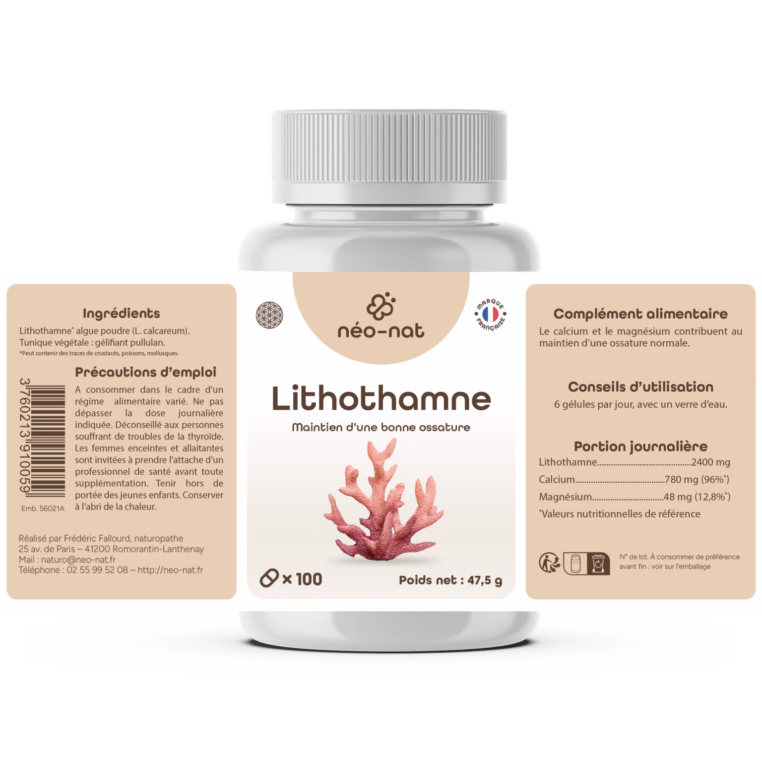 Lithothamne 100 gelules etiquette
