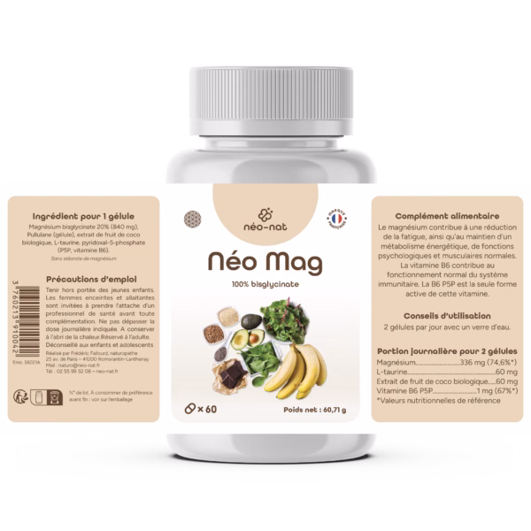 Magnesium 60 gelules etiquette