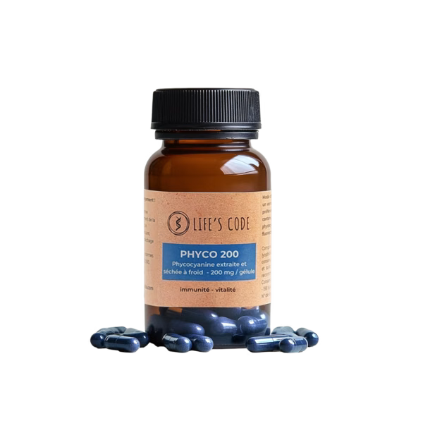 Flacon de PHYCO 200 Néo-Nat, phycocyanine pure 200 mg en gélules