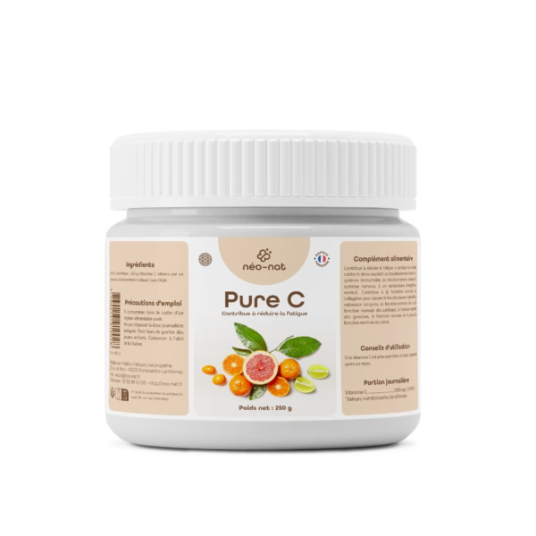 Pot de Pure C Néo-Nat, vitamine C pure en poudre avec cuillère doseuse