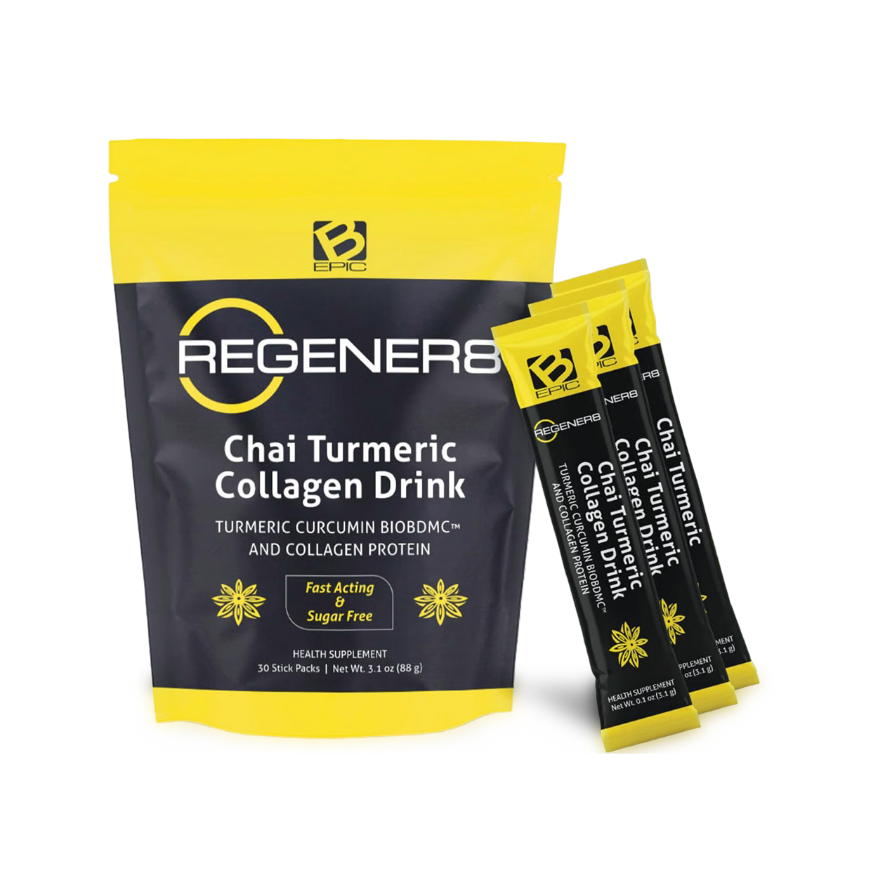 Regener8 Chai Turmeric Collagen Drink 30 sachets curcuma collagène